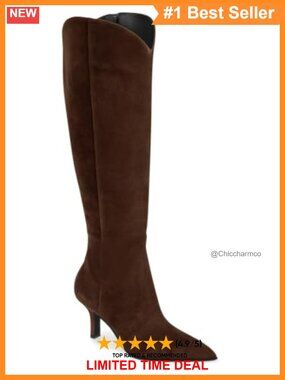 Faux Suede Knee High Boots Kitten Heel Pointed Toe Side Zip Tall Boots